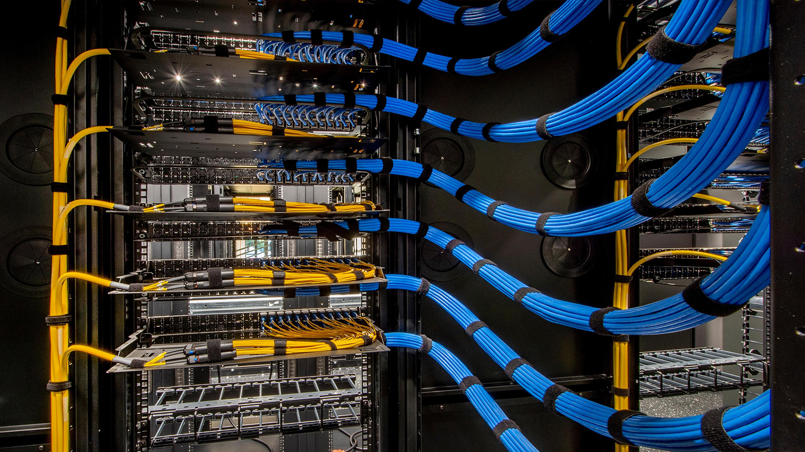 Network rack and patch panel in server room Singapore